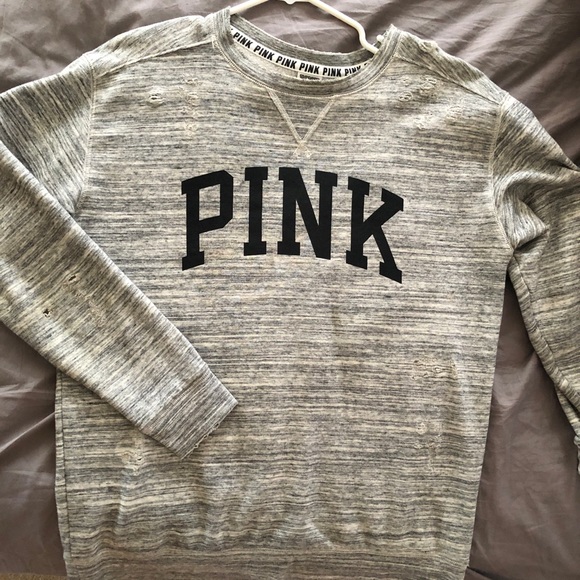 VS Pink Women’s Distressed Sweatshirt - Picture 1 of 5